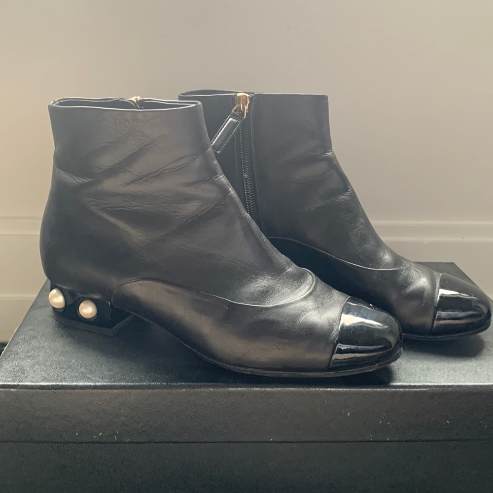 Chanel Pearl Booties